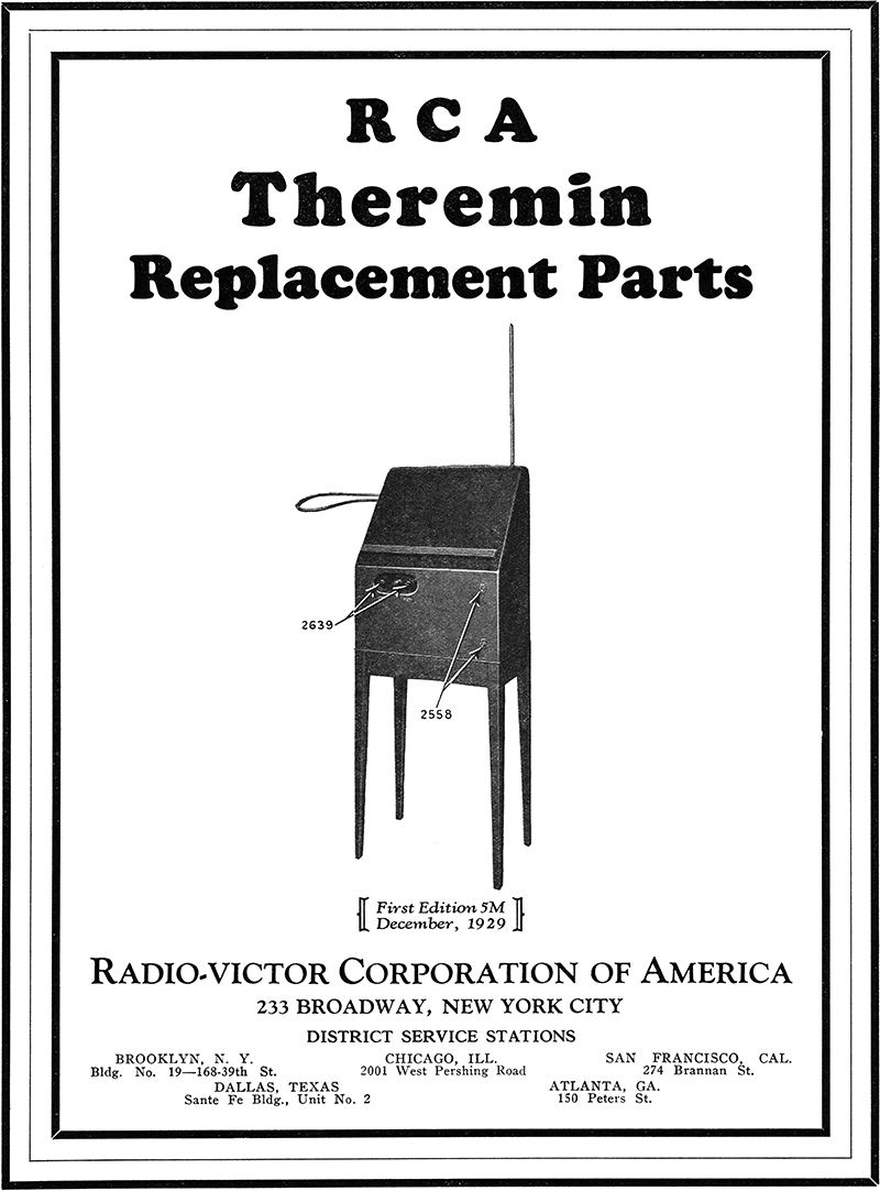 RCA Theremin Service Notes cover page
