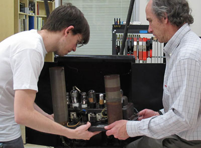 Mike and Andrew with Clara Rockmore's RCA Theremin